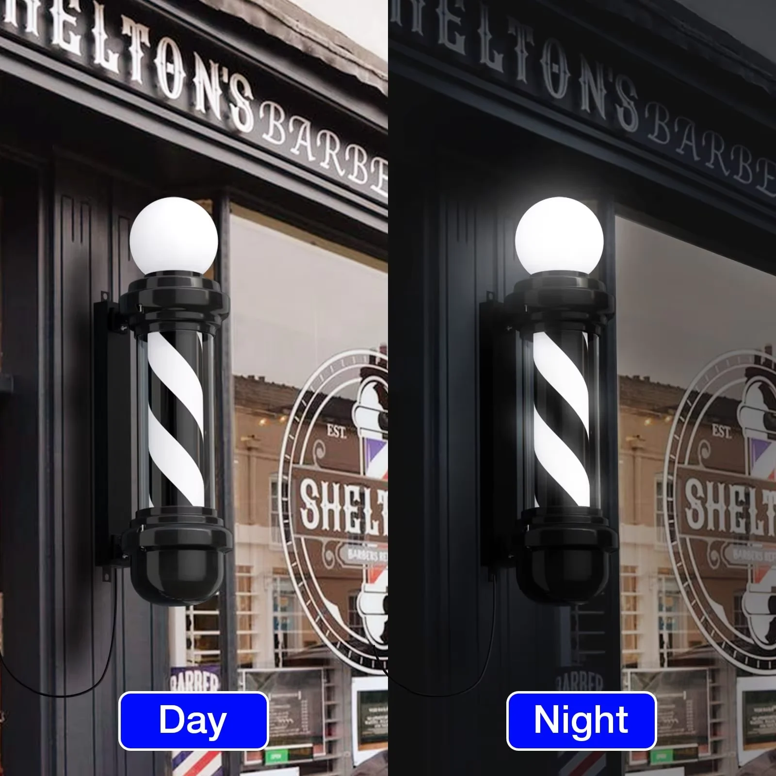 Barber Shop Outdoor Rotating LED Light Waterproof Energy-Saving Wall Mounted Night Light Salon 27 Inch Wall Light Open Sign
