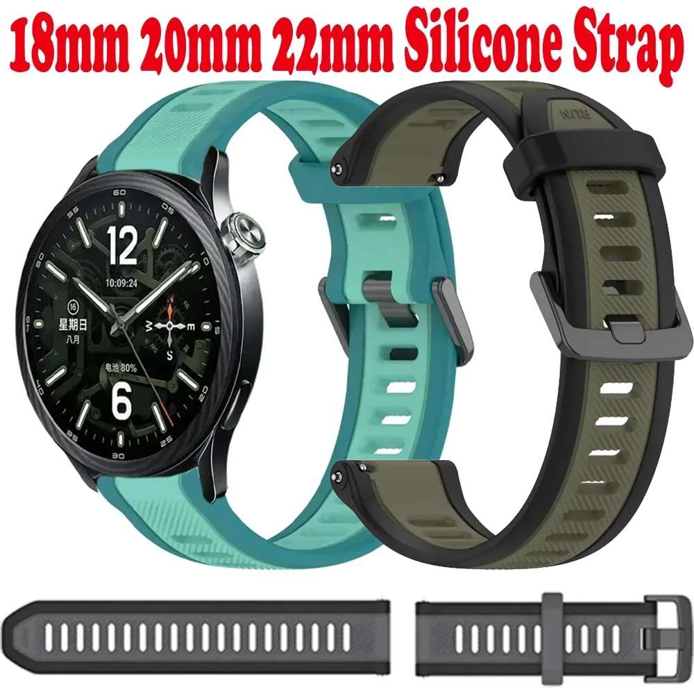 18/20/22mm Soft Silicone Strap for Xiaomi 5/S5-4-3-2 Breathable Belt OPPP X3-S-X2-X3 Mini  Amazfit Active Max Comfortable Correa