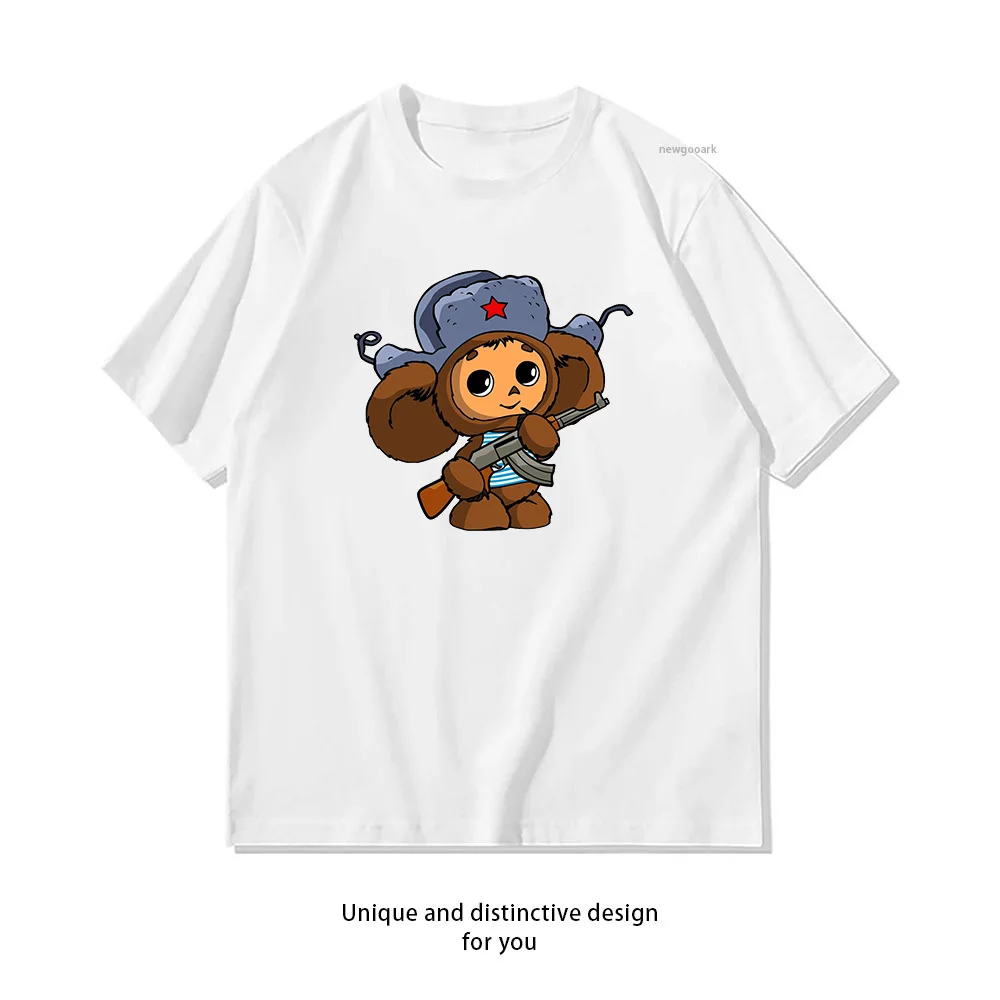 Cheburashka Cartoon-T-Shirt für Damen und Herren, lässige Baumwoll-Grafik-T-Shirts, Streetwear-T-Shirts für Erwachsene, Tops, T-Shirt mit kurzen Ärmeln