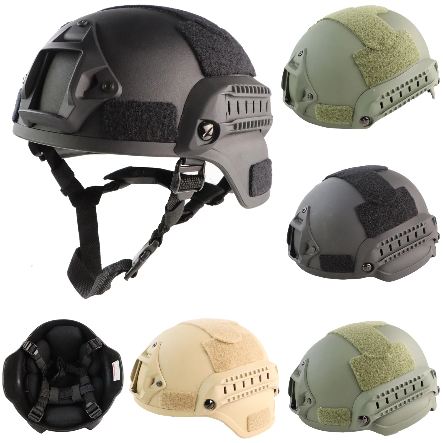 Helmet MICH 2000 3mm ABS Plastic Adjustable ACH Tactical Helmet With Ear Protection Front NVG Mount And Side Rail