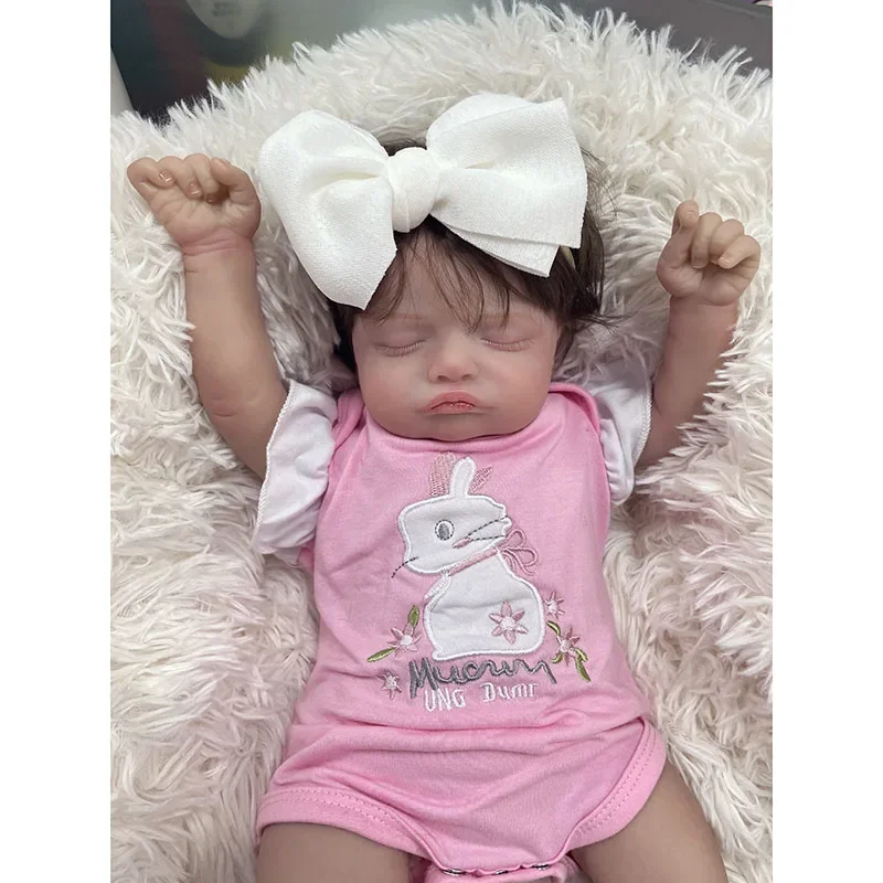 48cm Full Body Vinyl Reborn Doll Rosalie z ukorzenionymi włosami Ręcznie robione lalki Bebe Reborn Miękka silikonowa lalka bobas Bebé Reborn