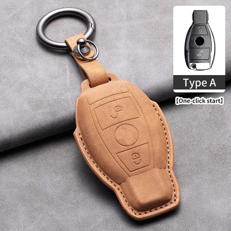 2/3 Buttons  Leather Car Remote Key Case Cover For Mercedes Benz A B G R Class GLA GLK W176 W204 W251 W463 Key Bag Accessories