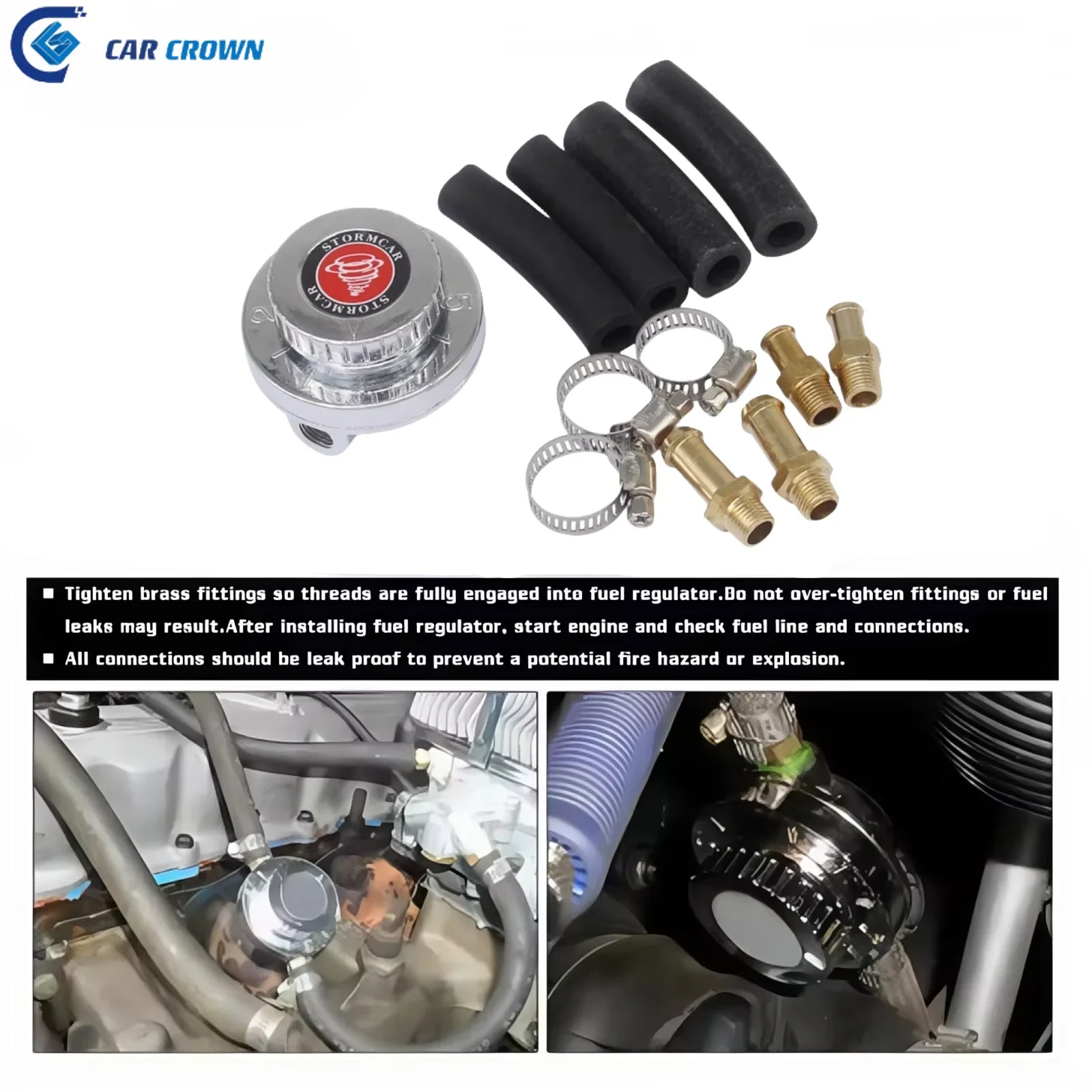

Car Crown Universal 1.5 - 5 Psi Manual Adjustable Carburettor Carb Fuel Pump 5/16"(8mm) 3/8"(10mm) Fuel Line Pressure Regulator