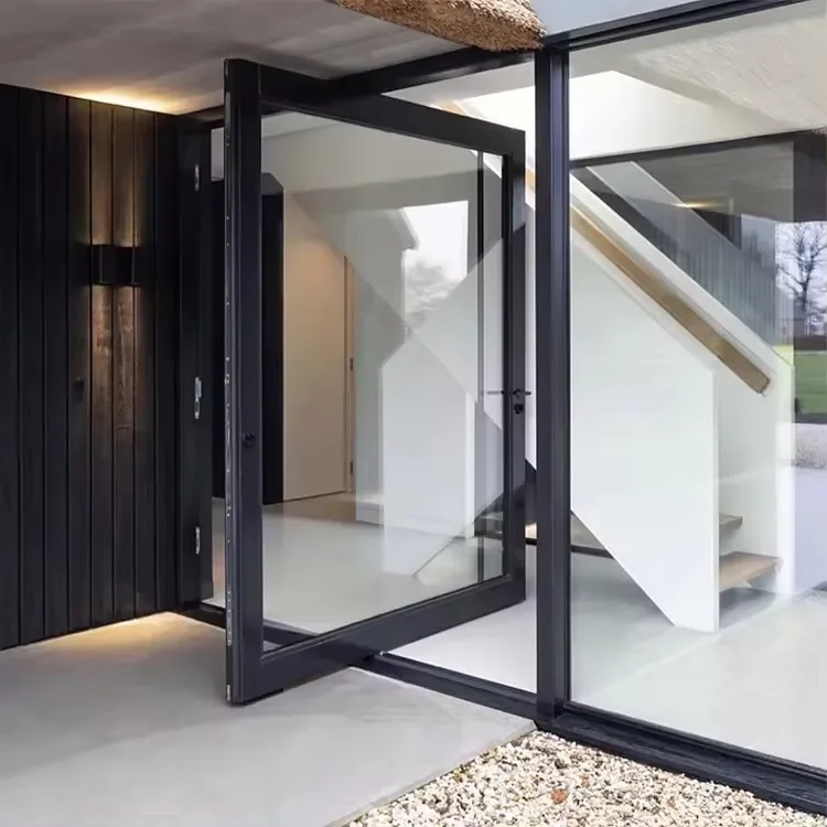 Residential Entrance Internal Aluminum Pivot Front Door Aluminium Glass Metal Pivoting Entry Doors