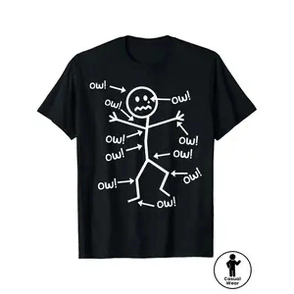 Men's Humorous Chronic Pain Awareness Soft Cotton T-Shirt - Round Neck, Short Sleeve, Loose Fit, Machine Washable, All Seasons Sports Casual Everyday Top