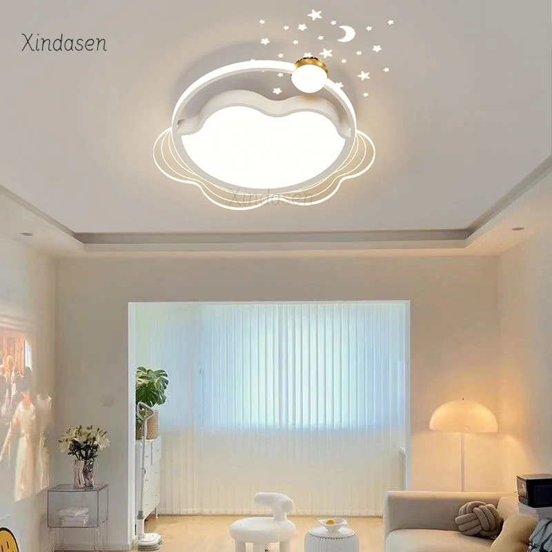 

White Clouds led Ceiling Lights Kids Room Boy Girl Nursery Study Starry Night Ceiling Chandelier Bedroom Lamp люстра потолочная