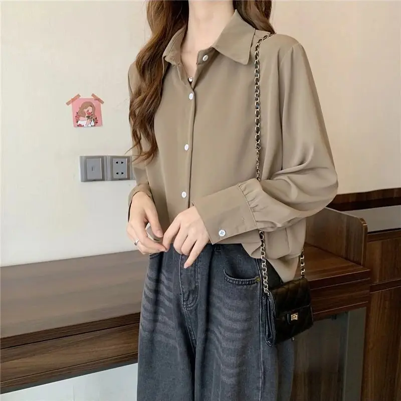 GIDYQ Women Chiffon White Shirt Fashion Korean All Match Female Loose Long Sleeve Tops Casual Office Ladies Shirts Spring New