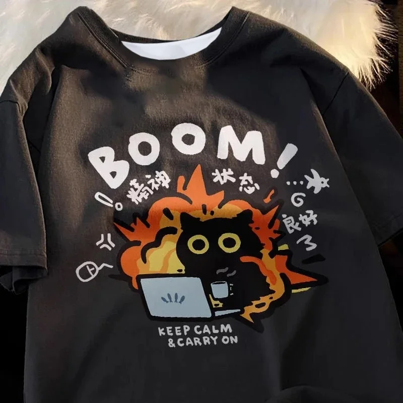 

Good Mental State Quick Drying Short Sleeved Men's and Women's 2025 Summer T-shirt Loose Casual 3D Cartoon Printed Oversized Top