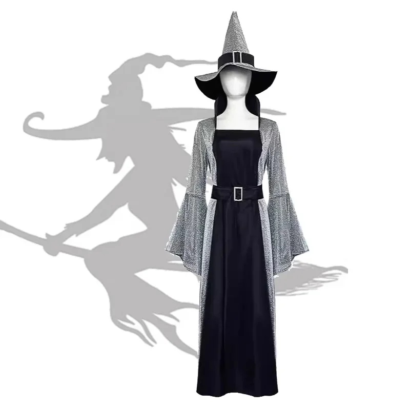 2024 Halloween Witch Cosplay Dress And Hat Medieval The Sorceress Costumes Masquerade Evil Witch Dressing Up