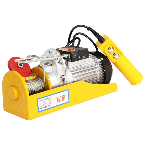 Fixed hook mini electric wire rope hoist 100kg 200kg electric micro winch 110v 220v