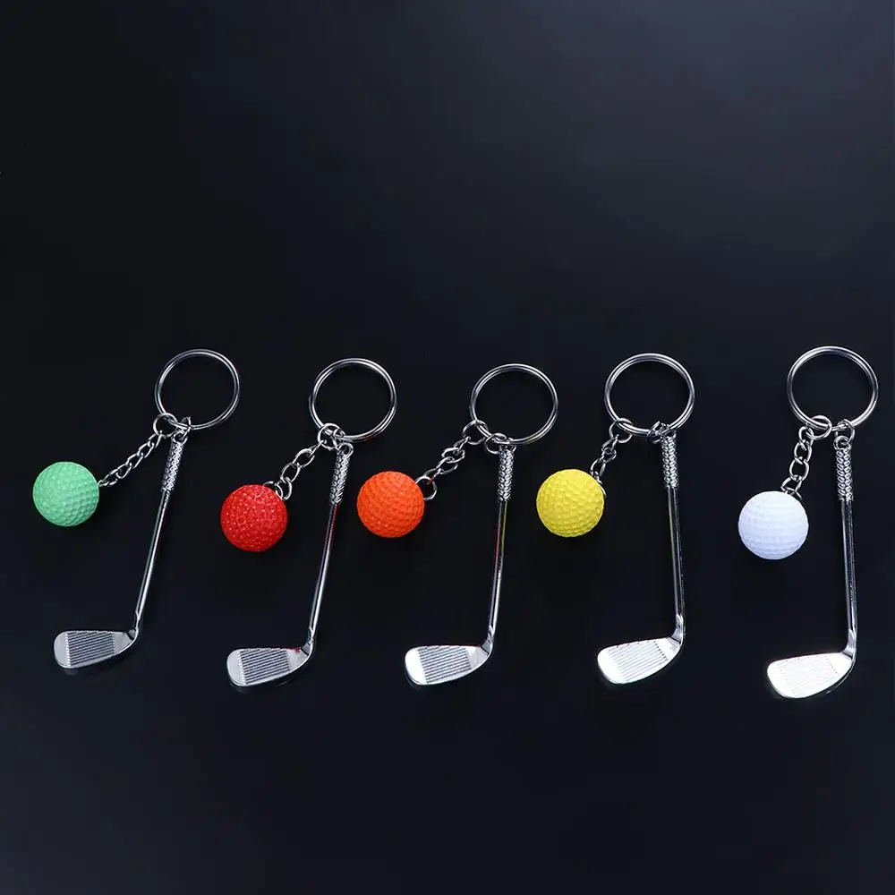 

Clubs Creative Jewelry For Gift Bag Charms Souvenir Ball Metal Keychain Ball Pendant Golf Ball Key Chain Mini Golf Racket