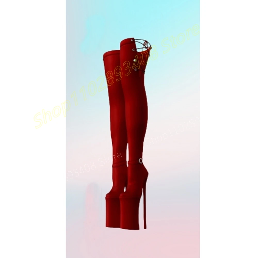 

Red Strappy Over the Knee Boots Extreme Platform Ankle Belt Stiletto High Heel Fashion Sexy Women Shoes 2024 Zapatos Para Mujere