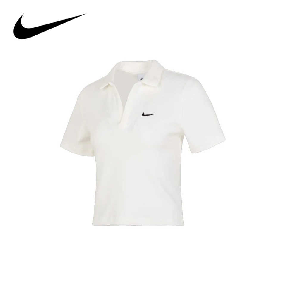 Originale Nike Golf t-shirt da donna a maniche corte con scollo a v profondo in maglia atletica aderente traspirante Polo DV7885-133