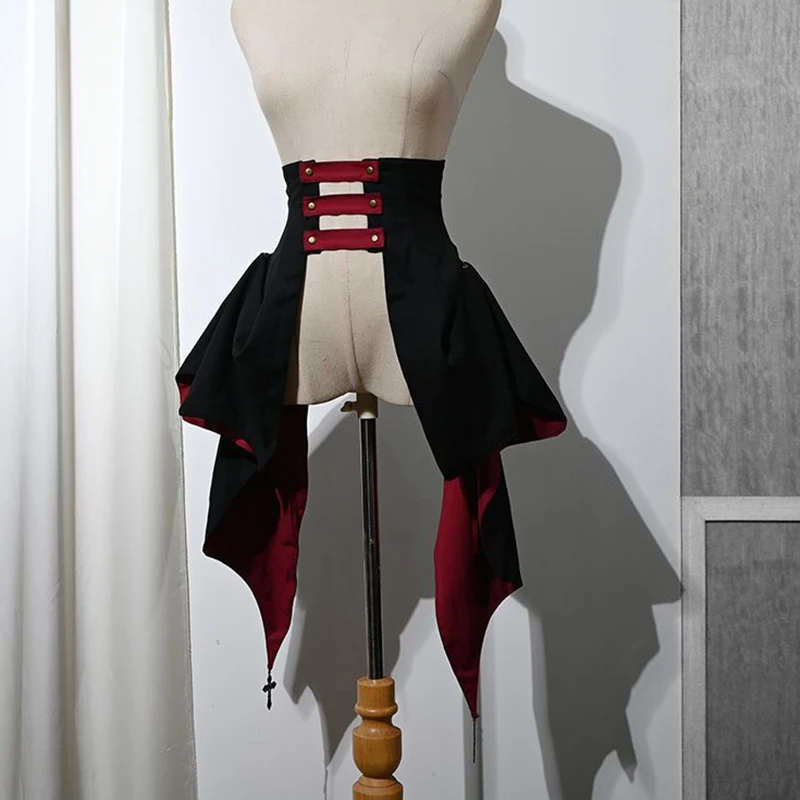 Gothic Lolita Steampunk Corset Bustle Skirt Set Vintage Black Lace Up Pirate Costume Halloween Cosplay Gothic Festival Party