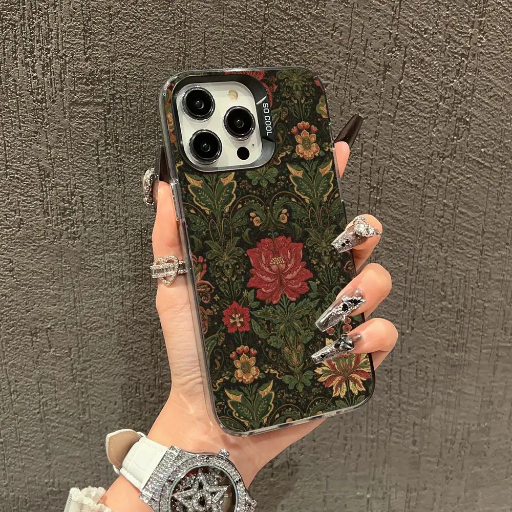 

Flowers and leaves case for iPhone17 16 15 14 13 12 11 Pro/ Max/Plus shock-proof rear cover anti-fingerprint