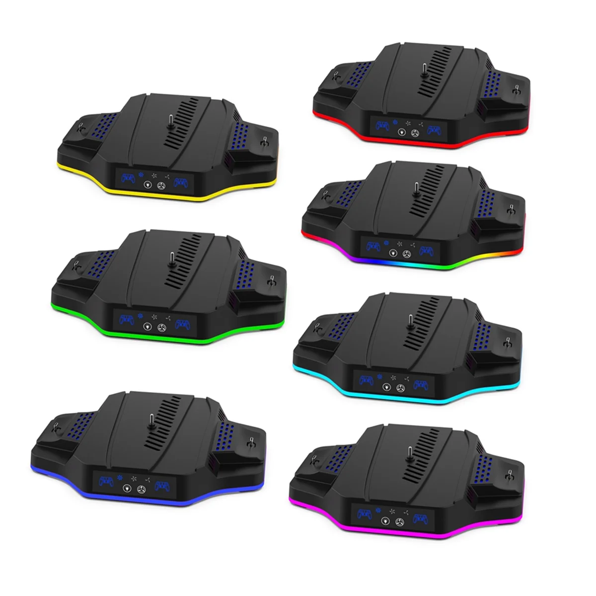 

Game Console Cooling Dock for PS5 Slim with RGB Colorful Ambient Light Portable Gamepad Charger-ABRJ