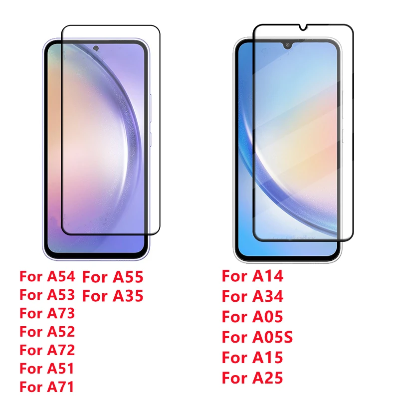 6-in-1 For Samsung Galaxy A55 Glass Samsung A55 Glass Full 9H Screen Protector Samsung A55 A15 A35 A54 A05S A25 A05 Lens Glass