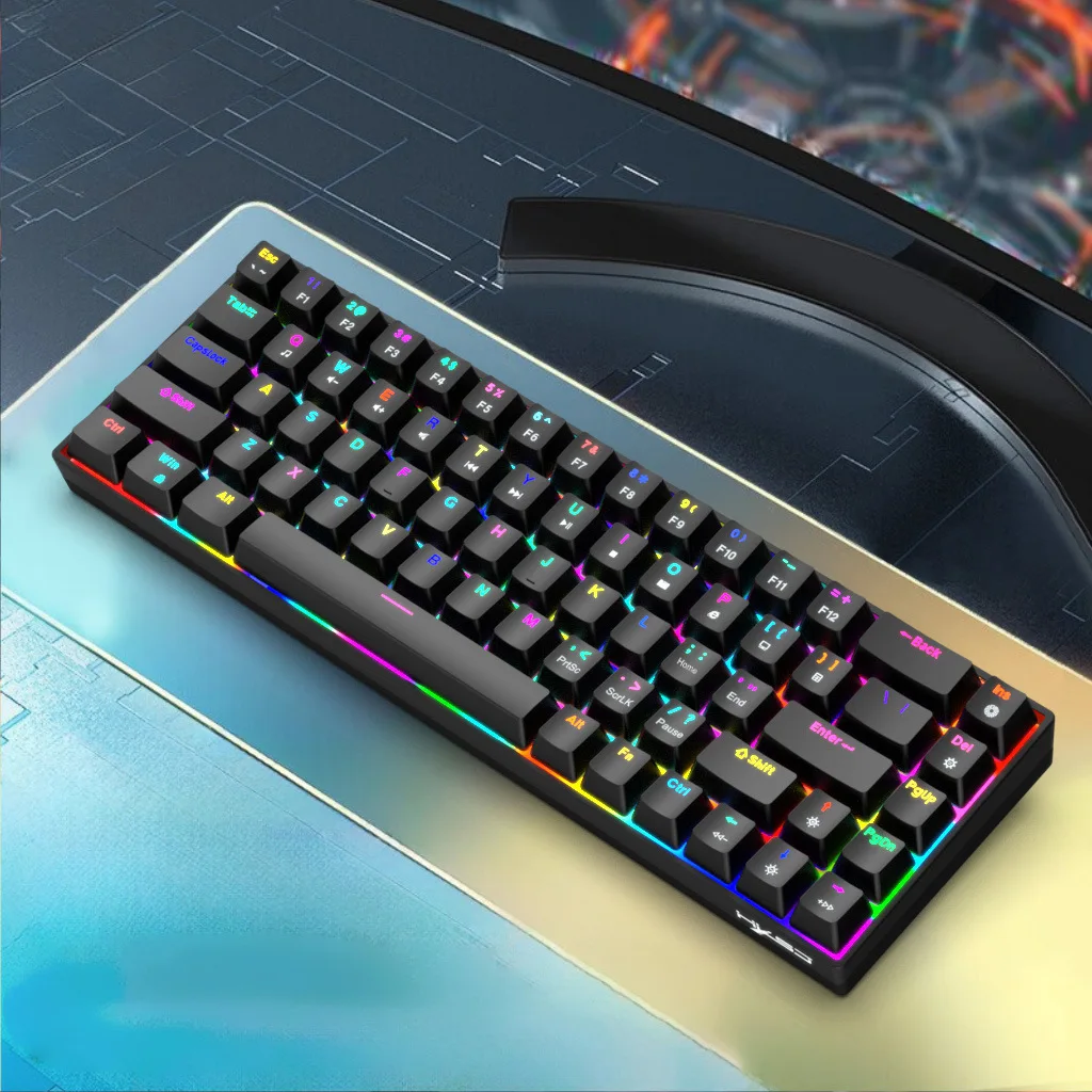 

68 keys wired mechanical keyboard RGB backlit macro programming hot swappable keyboard ergonomic office laptop PC peripherals