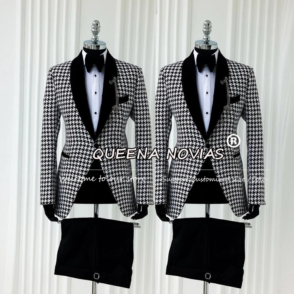 

Винтажные мужские костюмы с узором «гусиные лапки», комплекты из 2 предметов, однобортные пиджаки для выпускного вечера, индивидуальные комплекты из 2 предметов, мужские смокинги для деловых вечеринок