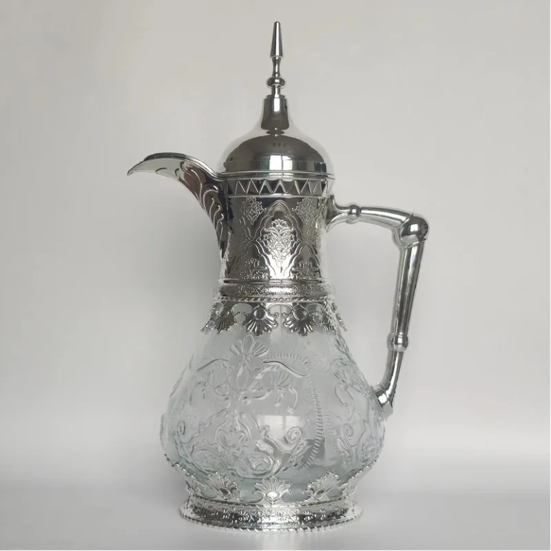 Arabic-style Decorative Pattern Coffee Kettle Party Large Capacity Coffee Pot Portable Hand-held Glass Tea Pot