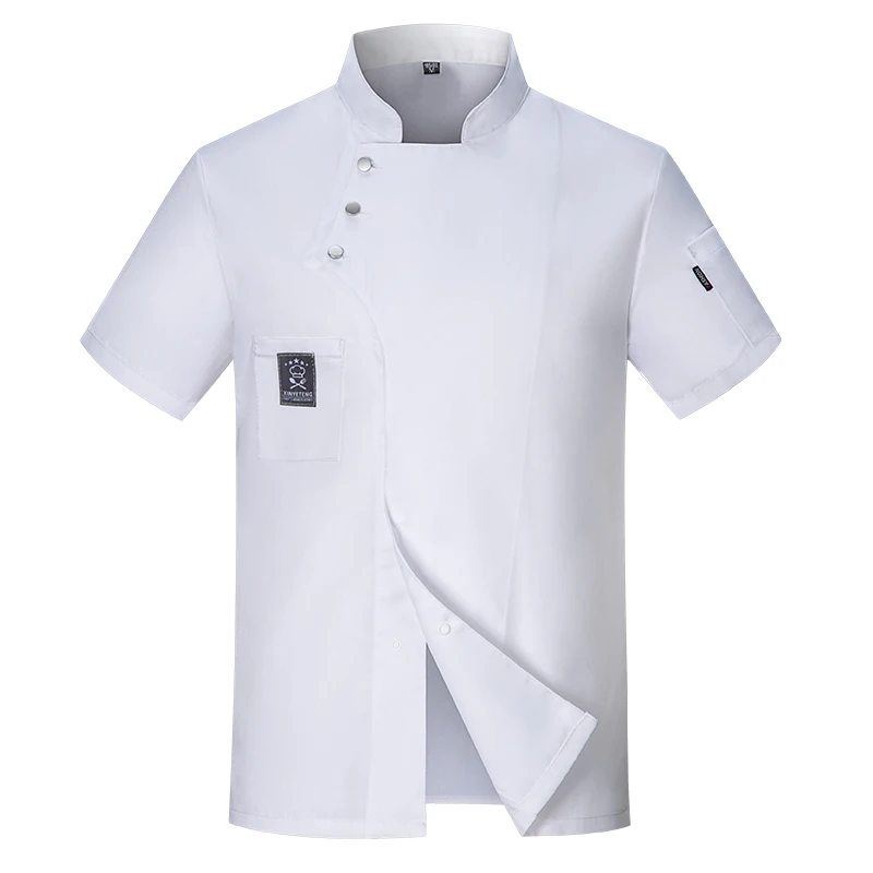 Oddychająca kurtka kucharska, biała kurtka szefa kuchni, krótki rękaw, koszulka kucharska, odzież robocza dla kelnera w restauracji, odzież robocza dla piekarza.