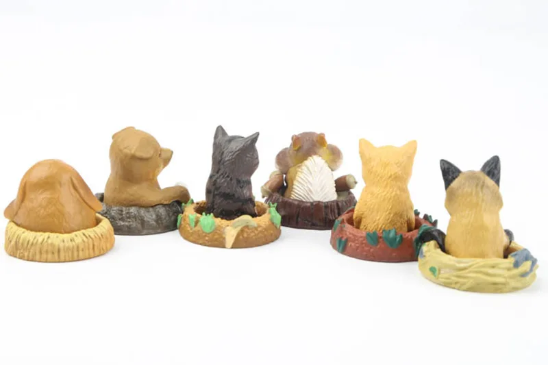 Original Kawaii Cute Animals In Caves Series Dog Cat Fox Hamster Anime Figurine Action Figure Mini Model Toys Gift