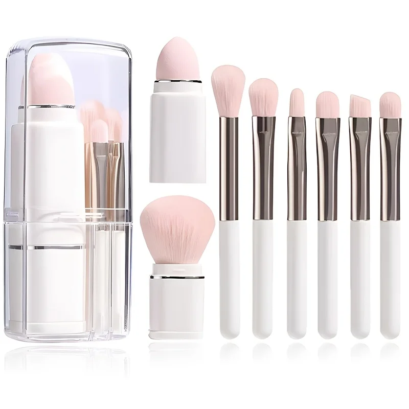 Mini Makeup Brush Set Travel Pack Small Portable Small Set Powder Brush Storage Tube Bag Eight-in-One