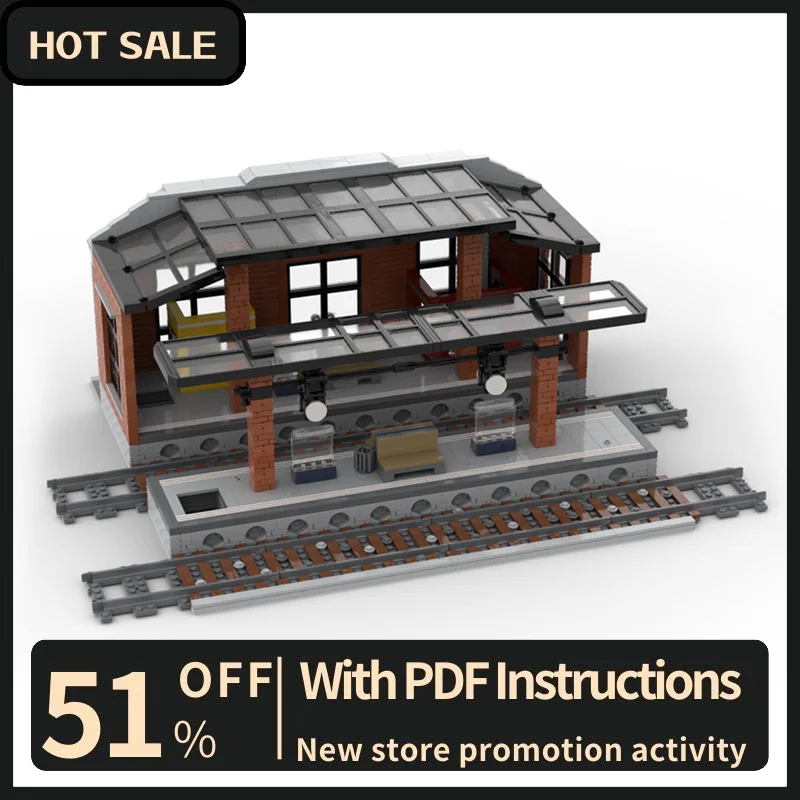 New City Hot Selling Street View Moc Modular Bahnhof Railway Station Model Diy Creative Ideas Kids Toys Gifts Building Blocks