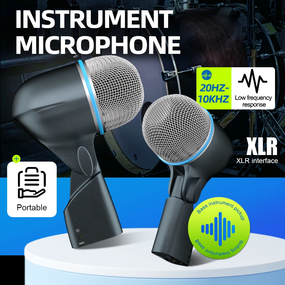 

Wired Drum Microphone Dynamic Bass Tom Suitable for Bands DJ Stage Instrument Recording Live Performances Plastic Shell