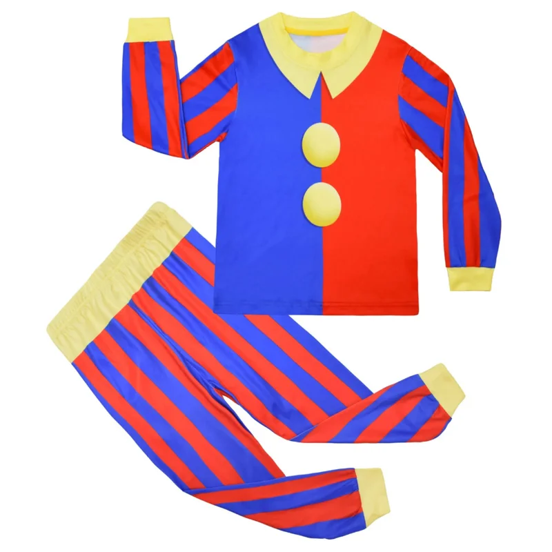 The Amazing Digital Circus Costume Kids Cosplay Pomni Caine Jax Long Tshirt  Pants Boys Girls Pajamas Halloween Masquerade Party