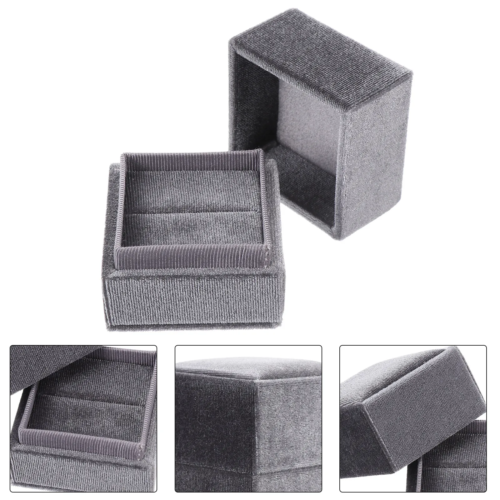 1Pcs Premium Lightweight Square Ring Holder Box for Rings Earrings Jewelry Storage Display Keepsake Gift Wedding Proposal Ring