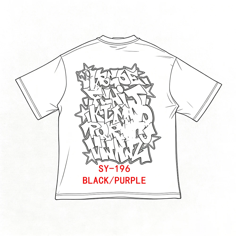 

SY-196 Unisex Cotton Short Sleeve Tee Jogger T-shirt Summer Tracksuit Top Jersey GRAF PRINTED TEE - BLACK/PURPLE men clothing