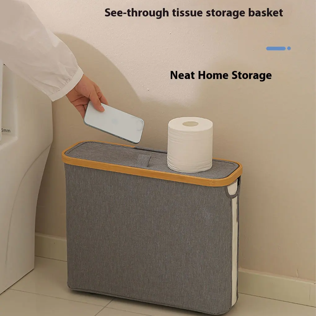 

Dustproof Toilet Paper Storage Basket Durable Smooth Surface Paper Organizer Multifunctional Style Foldable Toilet Paper Storage