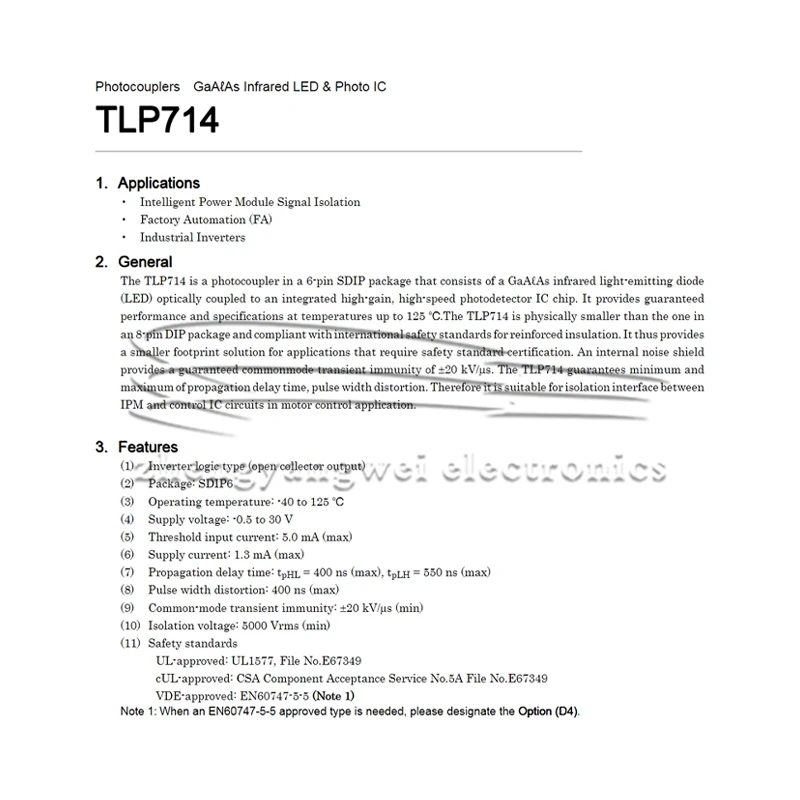 TLP714 SOP6 P714 2PCS TLP714F Infrared LED Photocouplers IC 714