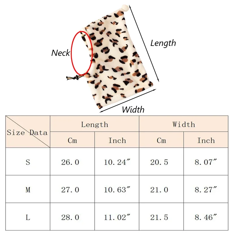 Fleece High Neck Dog Hat Winter Pet Accessories for Dogs Cats Windproof Warm Leopard Puppy Headgear gorro para perro