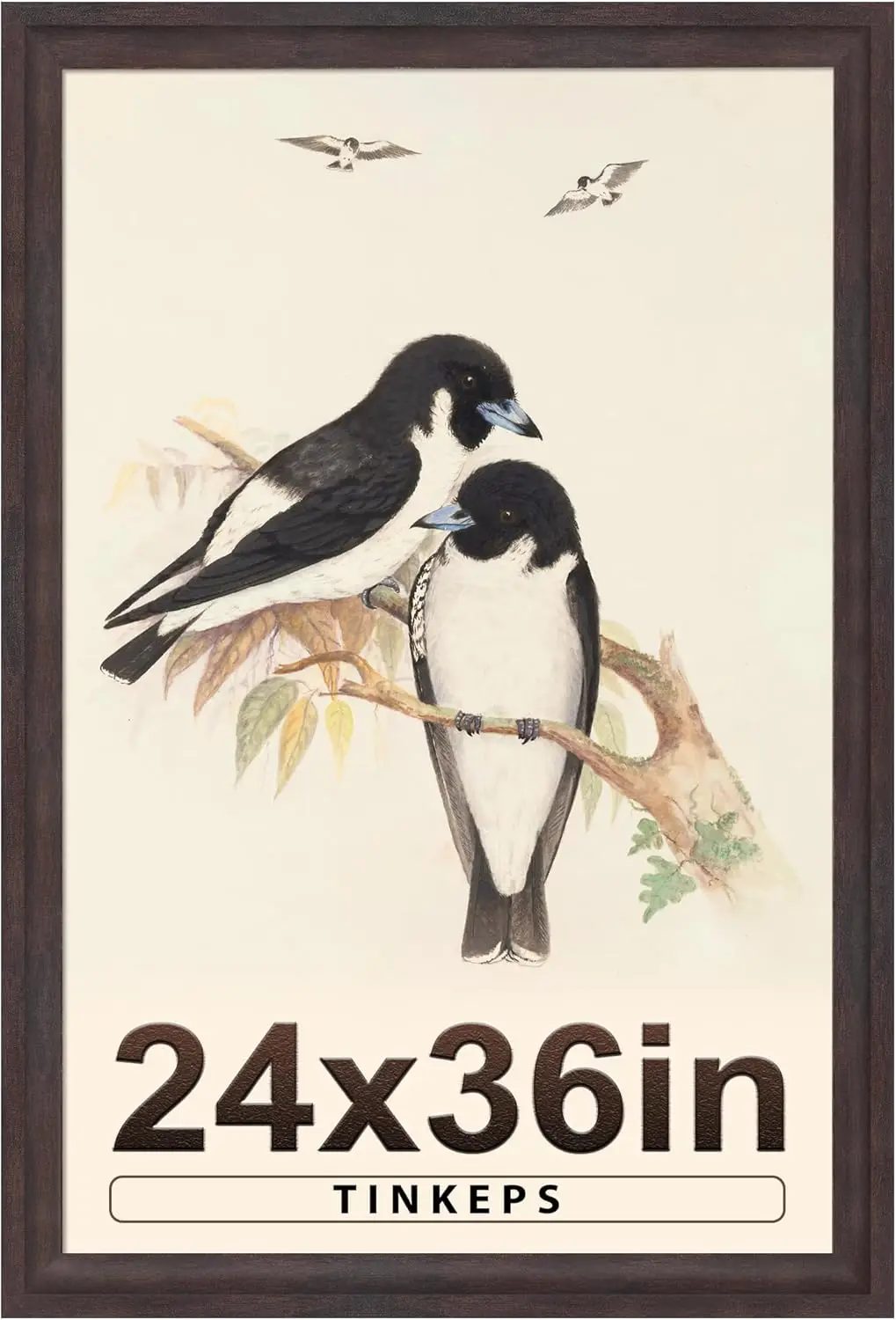 

24x36 Walnut Brown Wooden Poster Frame with Black Back Board, Curved Wide Edges for Vintage Wall Decor