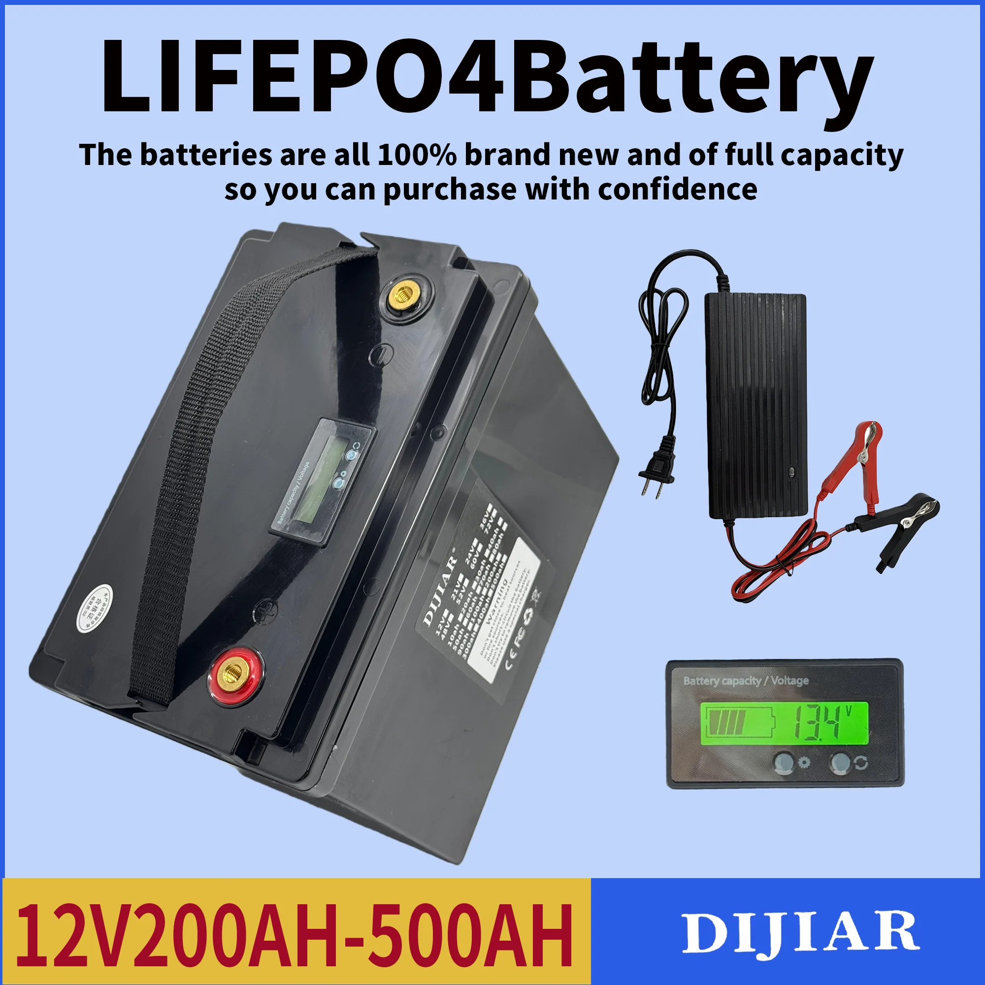 

Быстрая авиаперевозка, аккумулятор DIJIAR12VLEFePO4 200AH-500AH, источник питания для автофургонов на солнечной энергии