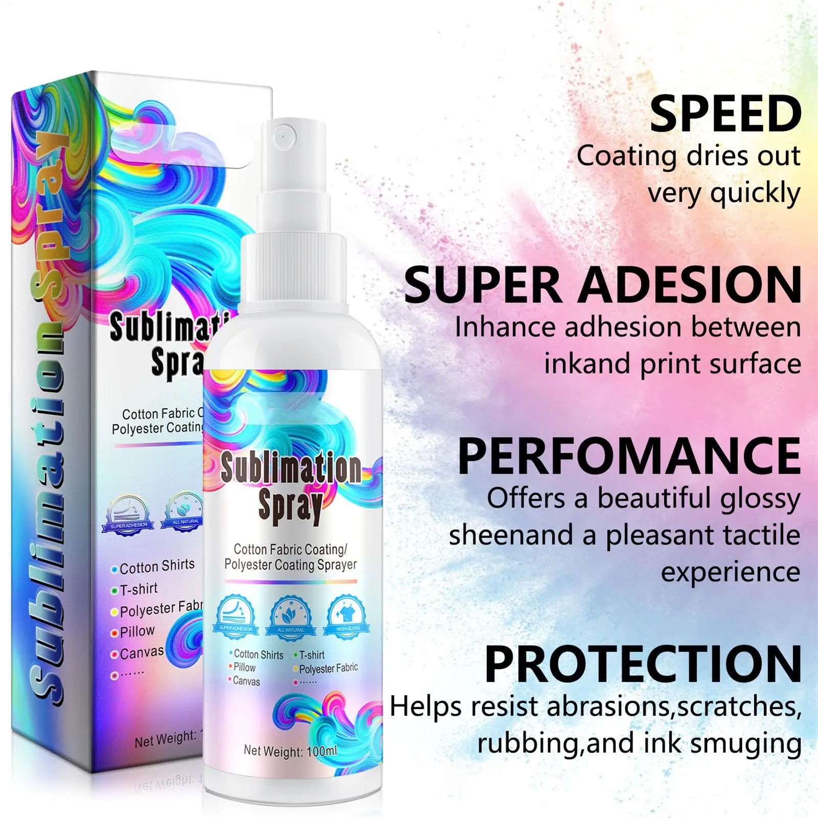 100ml Quick Dry Fixed Spray Sublimation Protective Coating Spray for Decontamination Home No Bake Coating Spray Art