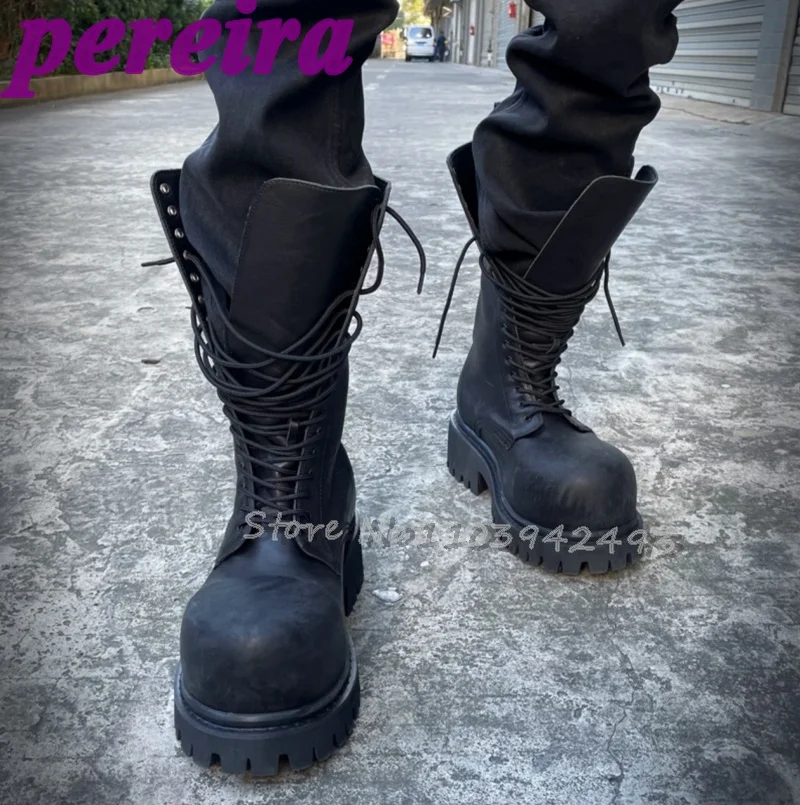 

Сапоги на шнуровке с большим круглым носком, женские и мужские роскошные дизайнерские туфли, осенне-зимние ботинки, 2025 г., Zapatos De Mujer, однотонные, Sarpe, новинка