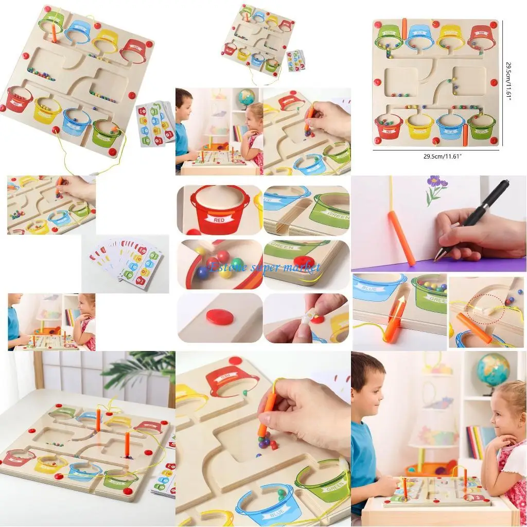 090B Bút Từ Mê Cung Đồ Chơi An Toàn Bút Nam Châm Lái Xe Đính Hạt Mê Cung Đồ Chơi Mê Cung Vui Nhộn Cho Bé