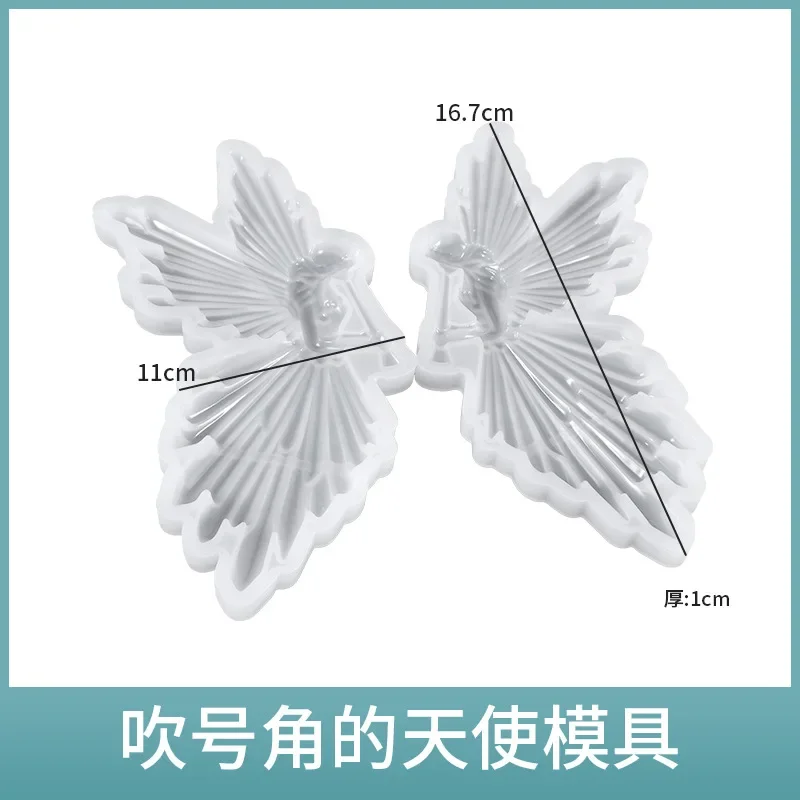 Girl with Flute Angel Mirror Shiny Silicone Mold DIY Crystal Epoxy Resin Mould Resin Casting Tool for DIY Crafts Decors Ornament