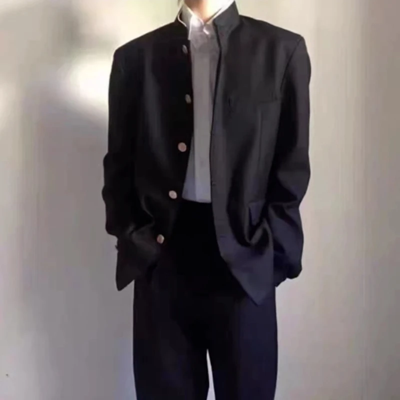

College Style Suit Jacket Men Ins Fashion Brand Handsome Design Zhongshan Suit High-end Japanese Retro Uniform Man Suits Cultum