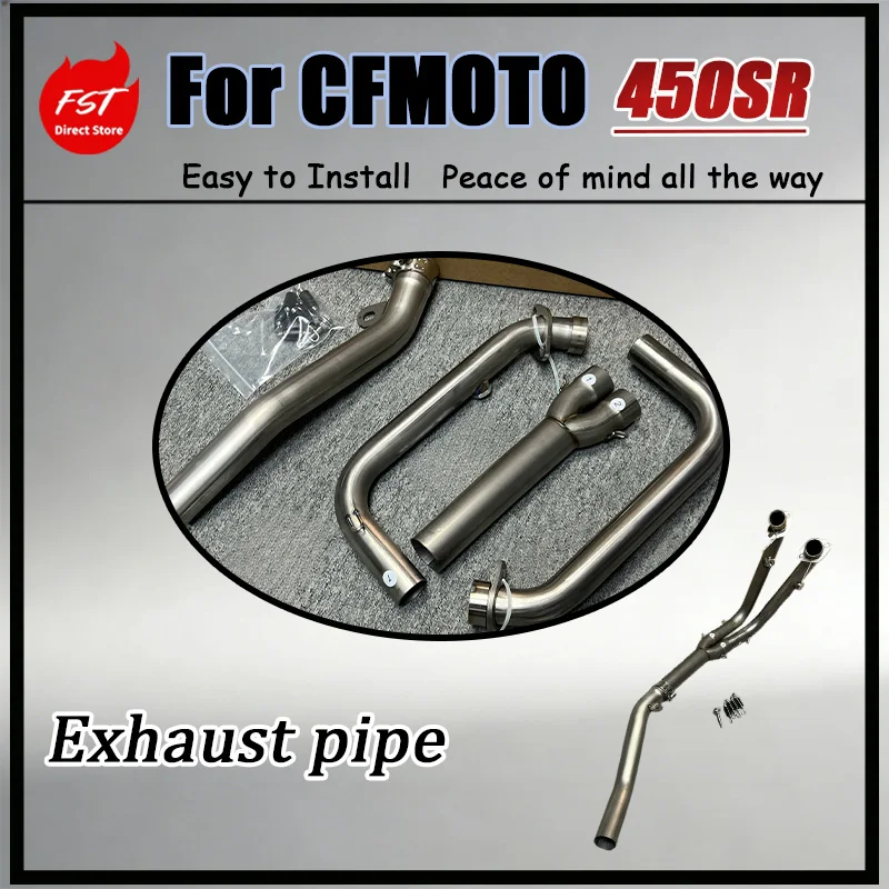 For CFMOTO 450SR FST Stainless Steel Straight-Through Front Mid-Pipe Exhaust Direct Installation No Damage Error Reporting