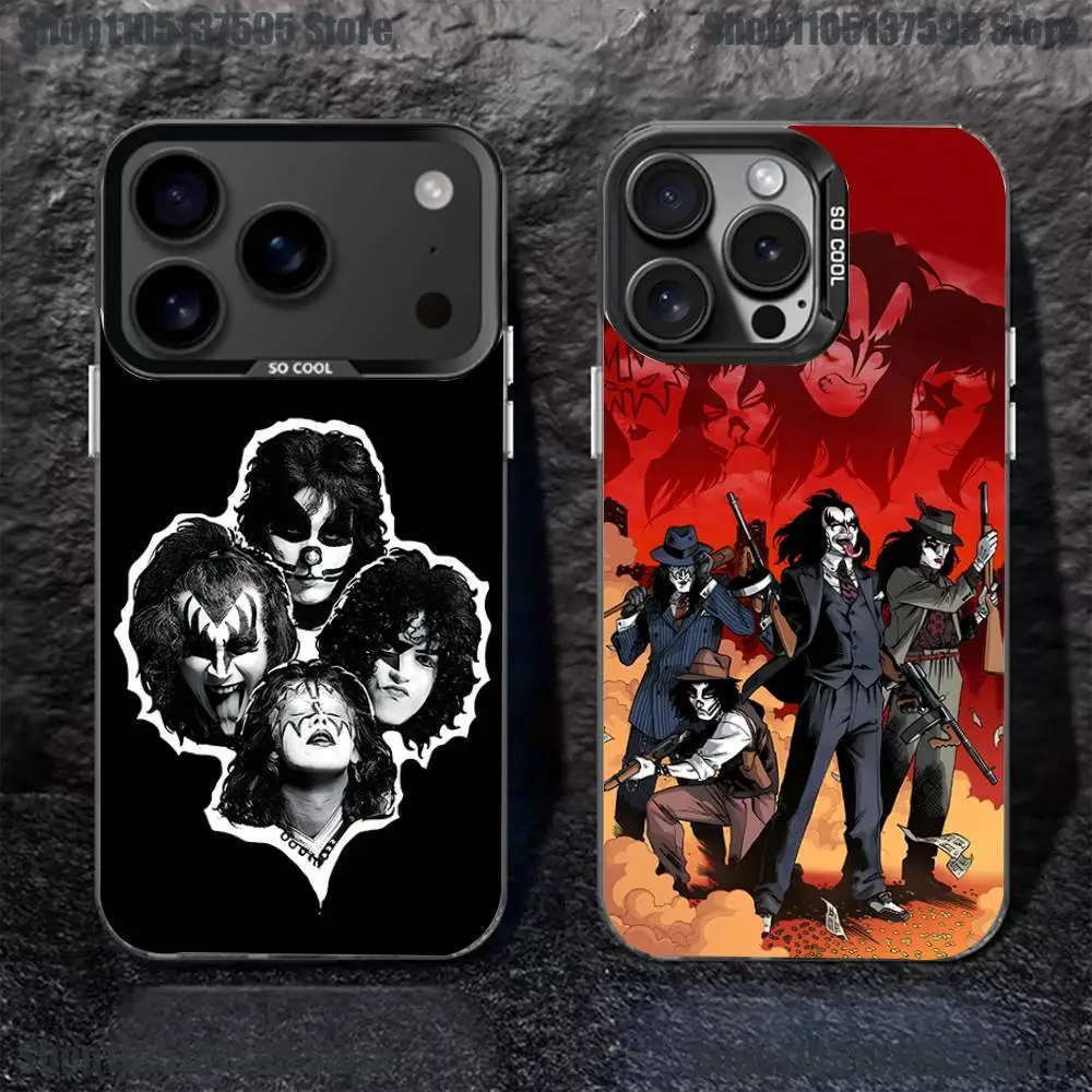 

K-Kiss Rock Band Phone Case For iPhone 17,16,15,14,13,12,11,Pro,XS,Max,Plus,Mini,SE4,E Black Matte Shockproof Cover
