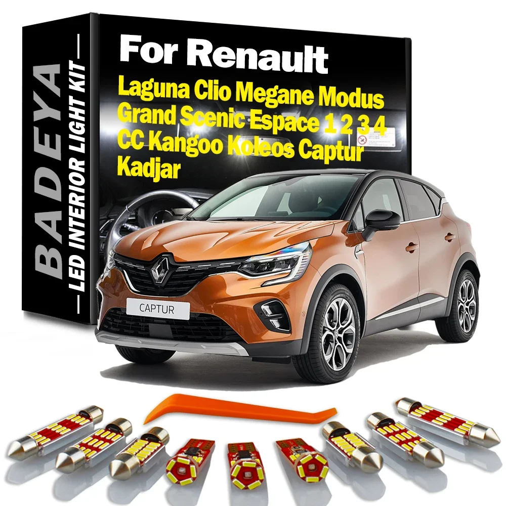 Interior LED Light Kit Canbus For Renault Laguna Clio Megane Grand Scenic Espace 1 2 3 4 CC Kangoo Koleos Captur Kadjar Modus