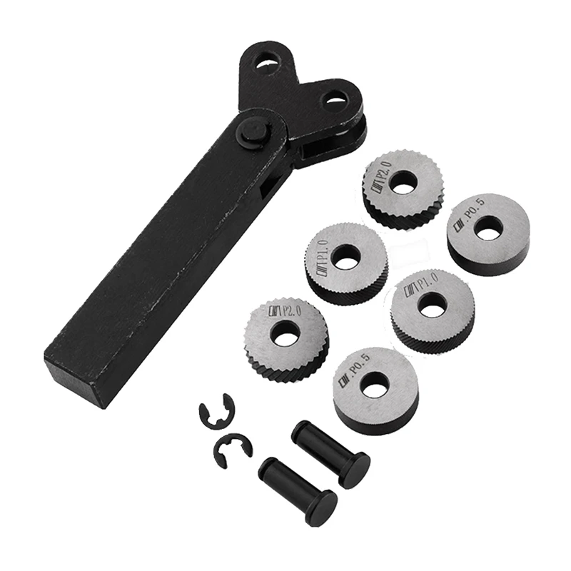 

7-Piece Metal Lathe Knurling Tool Set With 0.5Mm/1.0Mm/2.0Mm Pitch Straight Knurling Wheel
