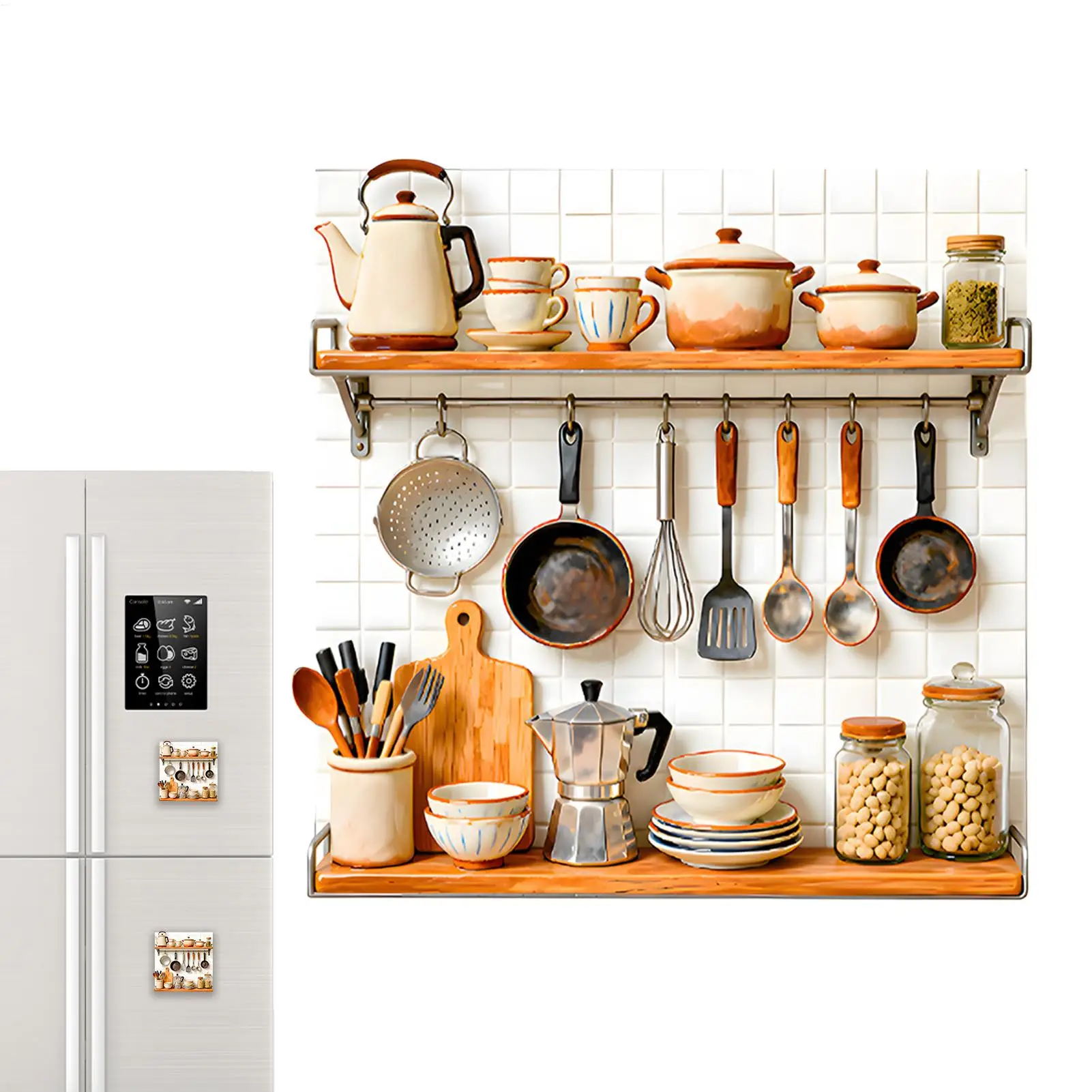 Retro Kitchenware Ornaments Creative Resin Three-dimensional Relief Magnetic Refrigerator Decoration for Kitchen Cabinets Locker