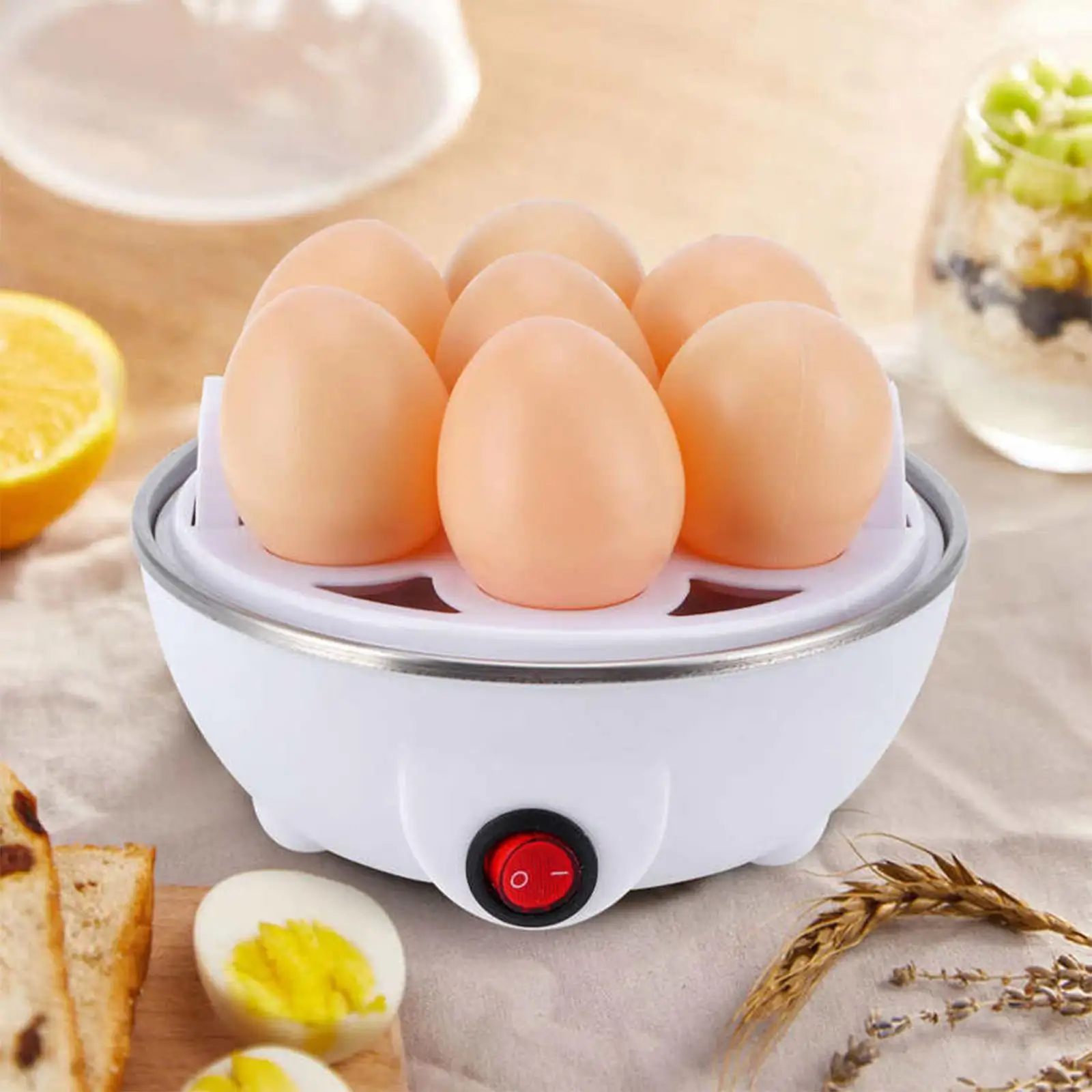 Olla para huevos hervidos, utensilios de cocina de acero inoxidable, vaporizador multifuncional para cocinar el desayuno, enchufe europeo