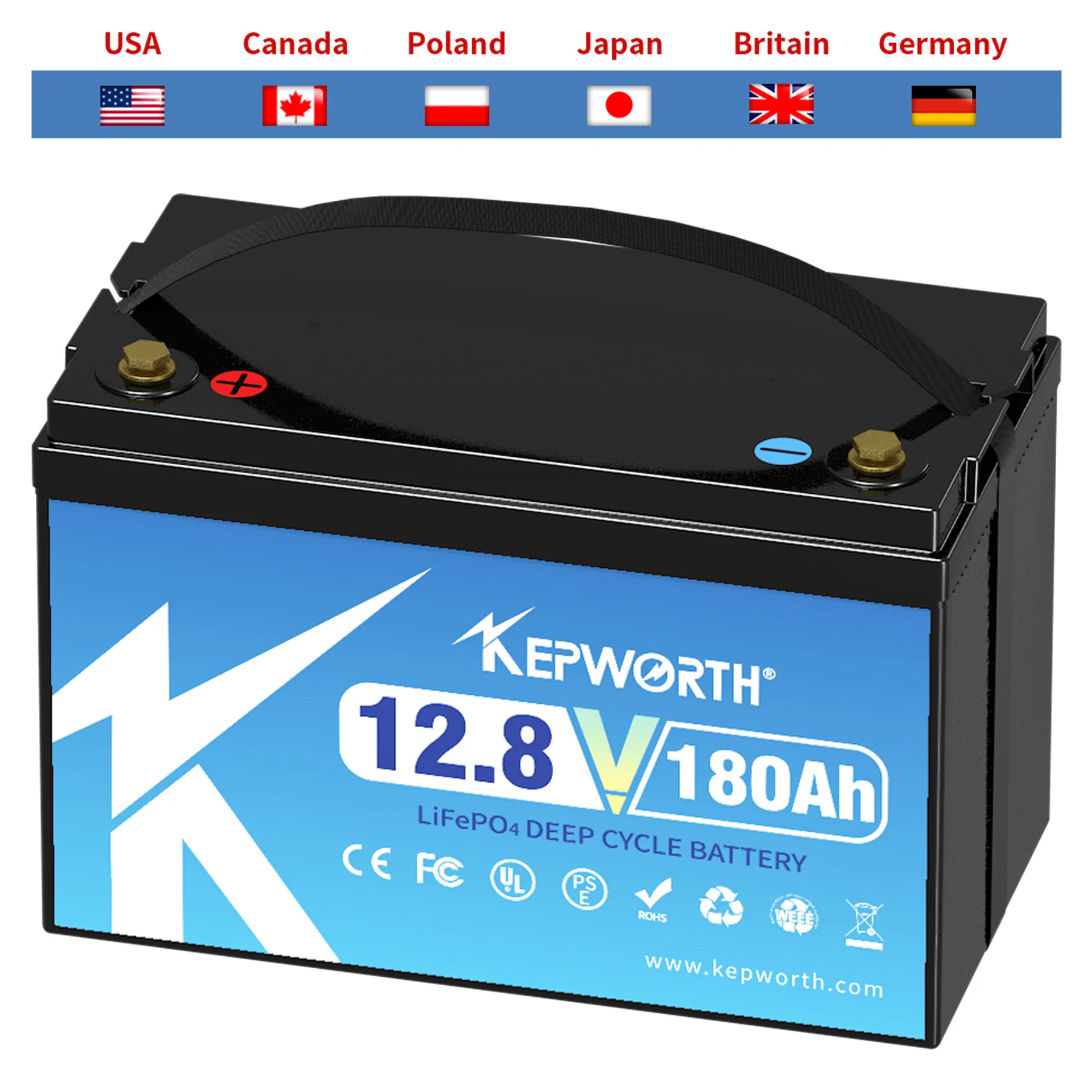 Batterie au lithium fer phosphate avec BMS 50, voiturette de golf, EV, montres, stockage d'énergie solaire, veFePO4, 80, 100, 120, 180, 300Ah, 12V, 24V, 48V, nouveau