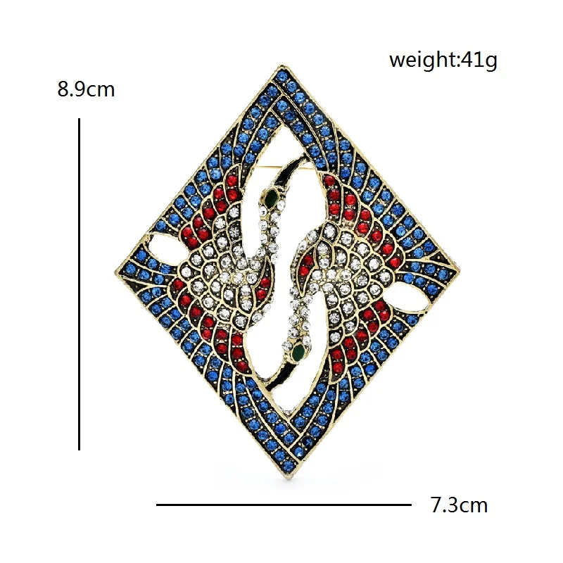 Wuli&baby Vintage Big Crane Brooches For Women Unisex Rhinestone Healthy Animal Geometric Party Office Brooch Pins Gifts